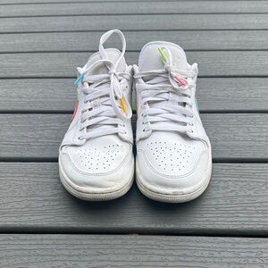 Nike Jordan 1s White Sneakers with Colorful Details. Limited release.